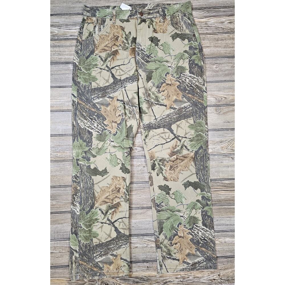 Vintage Duxbak Bark Leaf Woodland Camouflage Pants Jeans Vtg Camo Realtree 90s
